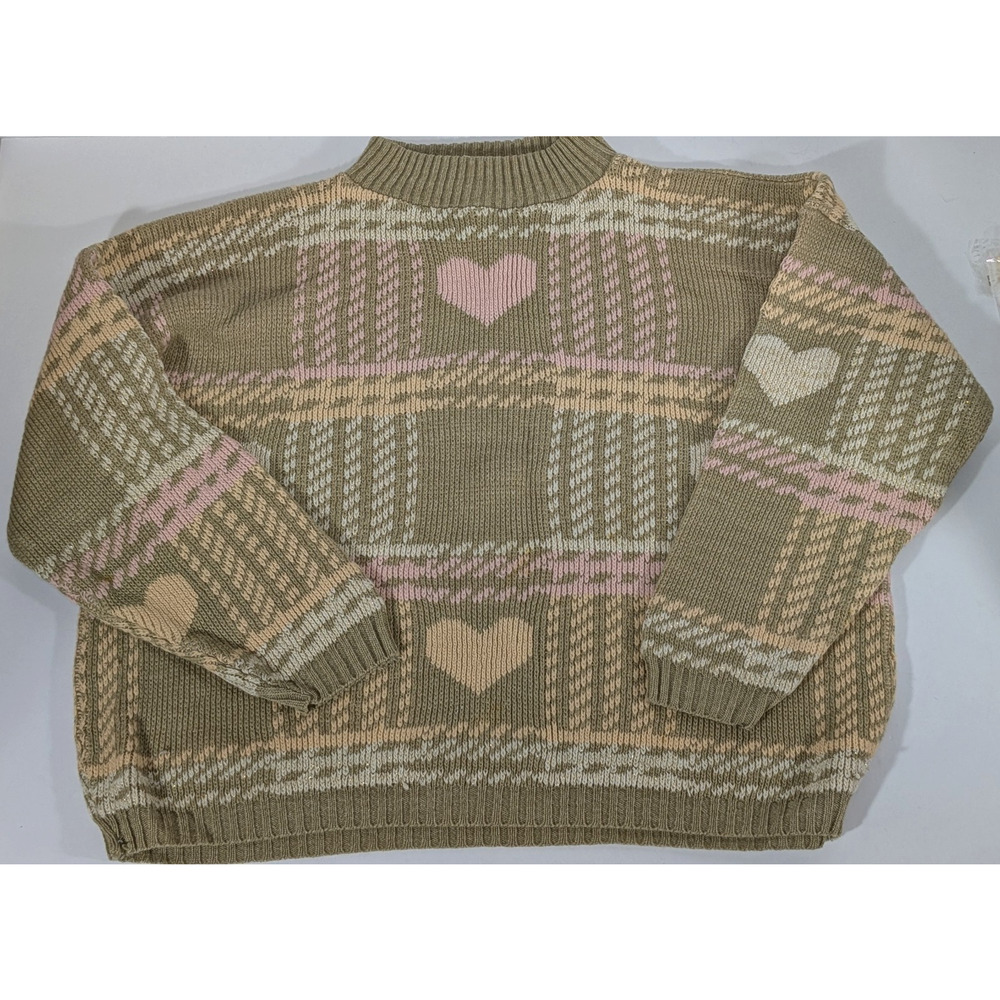 Vintage Hot Cashews sweater women size medium chunky heart long sleeve USA 1980s